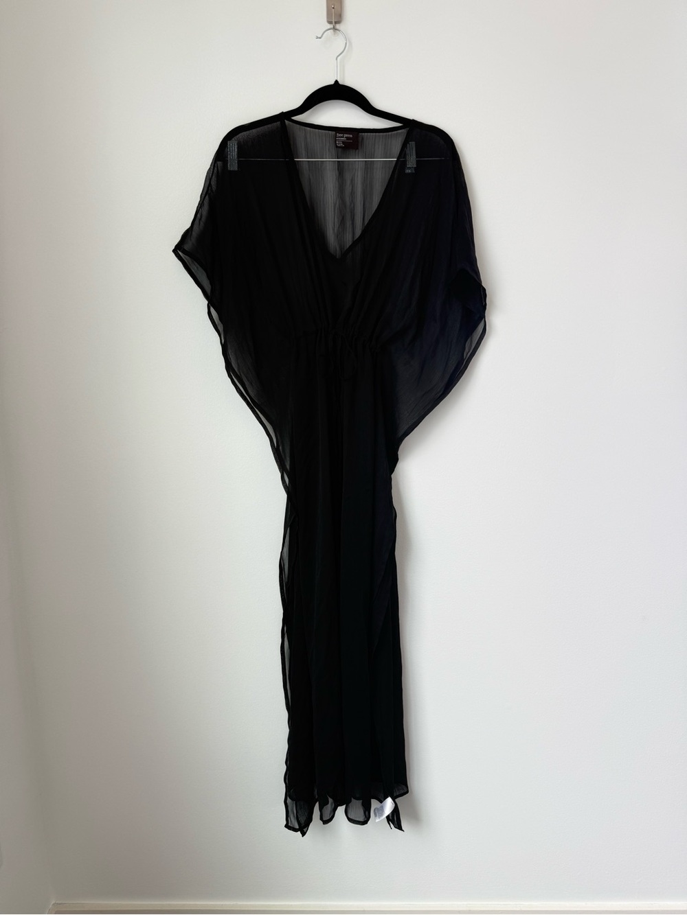 Free Press Black Sheer V-Neck Maxi Dress bathing suit cover up